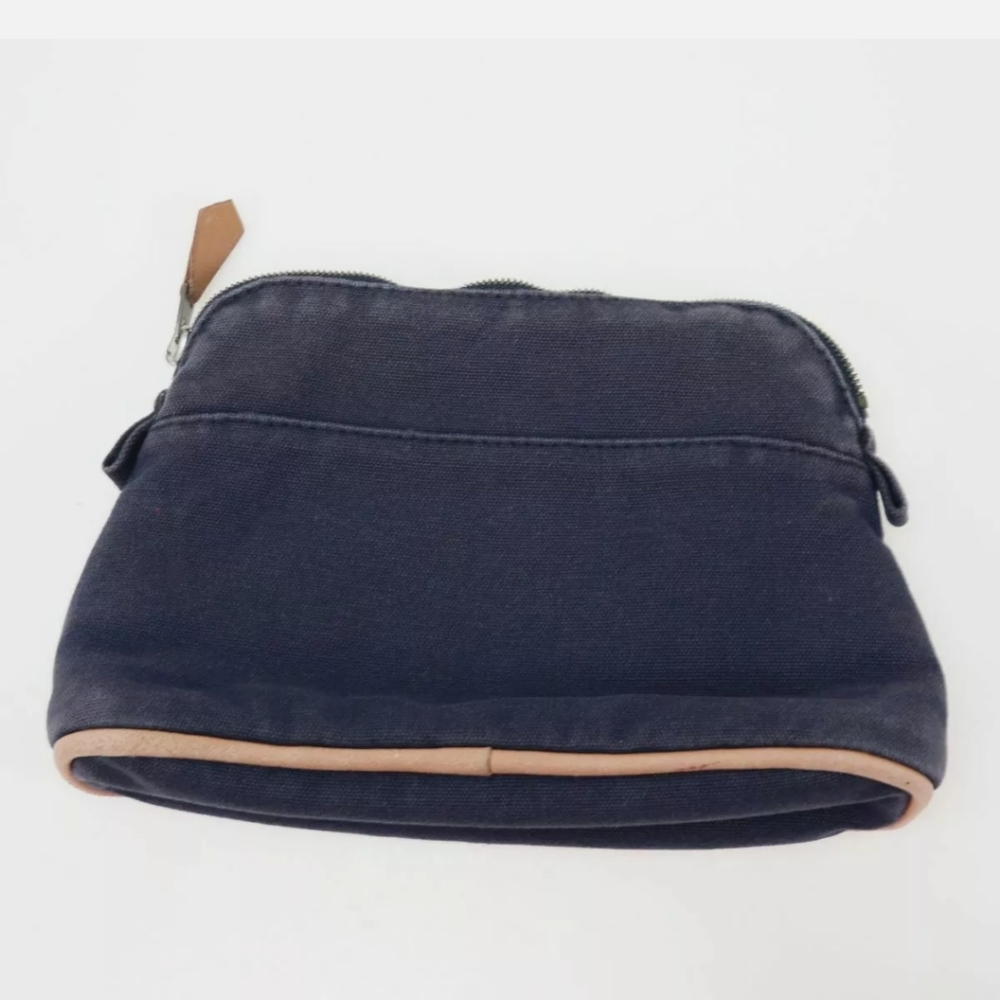 Hermes bolide canvas zip pouch pouchette bag blue silver mini purse travel - Picture 2 of 6